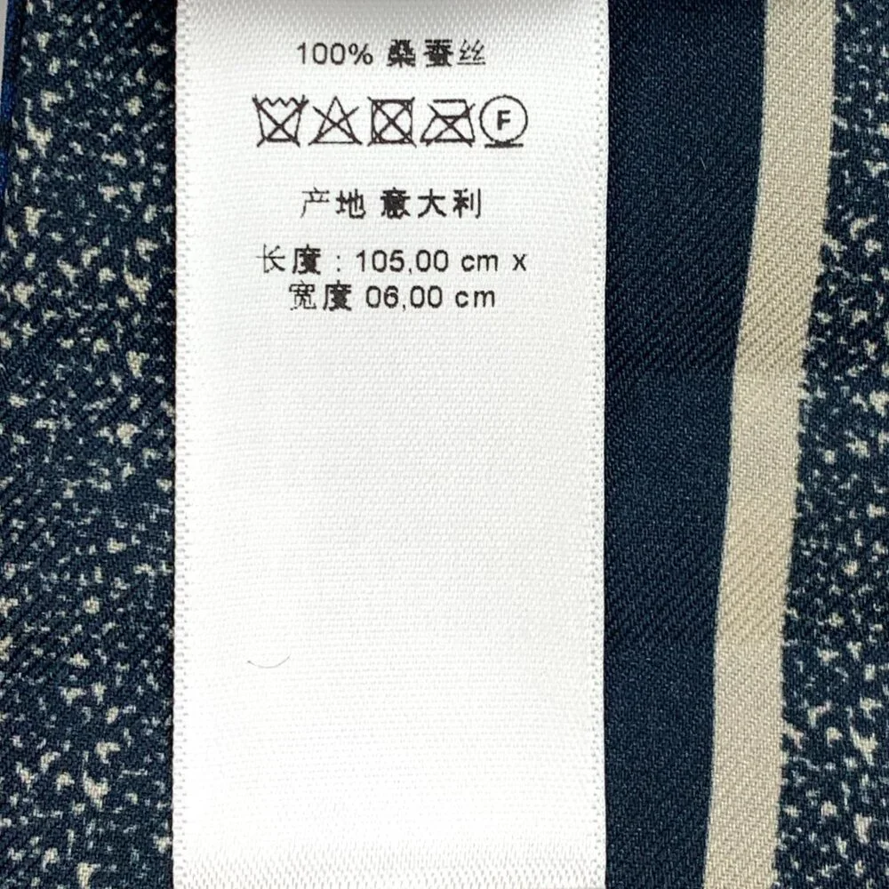 H19846 Christian Dior dark blue logo printed mulberry silk scarf 105*6cm